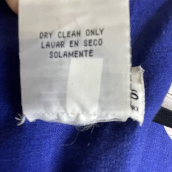 VTG 90s Ultra Dress 14 Linen Blend Fish Embroidered‎ Sleeveless Blue Nautical - Picture 14 of 16